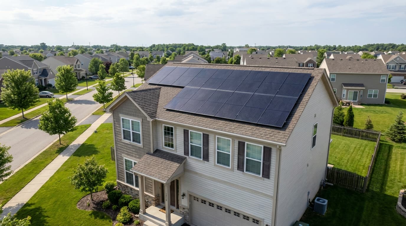 Solar panels installed on a residential home in Louisiana