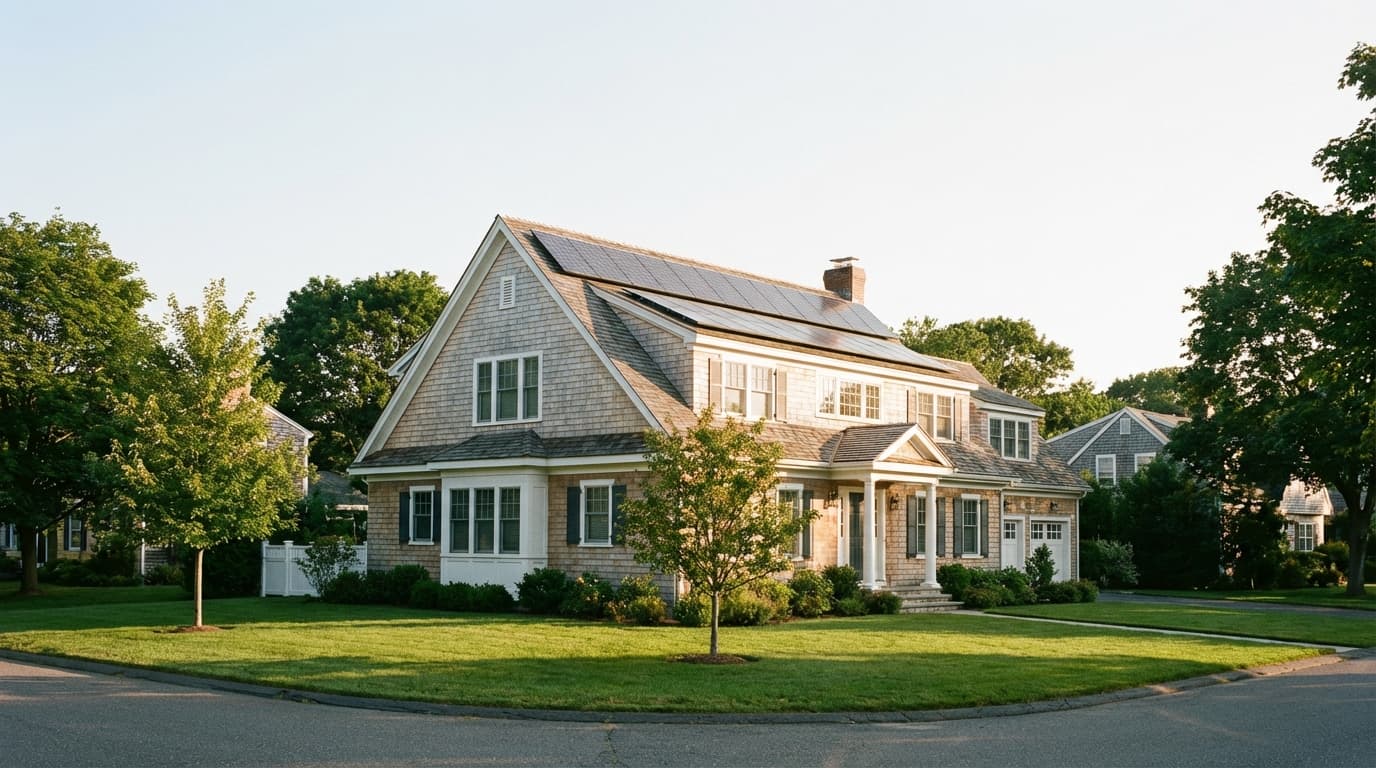 Beautiful home with solar panels showcasing cost savings