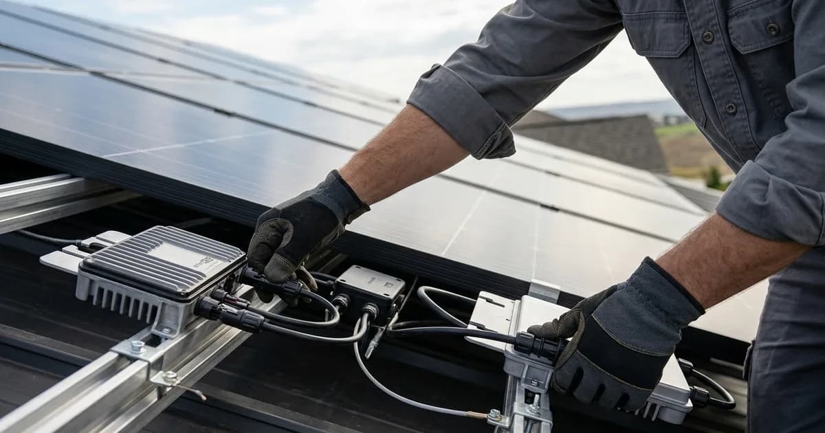 Technician installing solar equipment close up — illustration for: Solar Panel Monitoring Systems: SolarEdge vs Enphase & How to Track Your Production