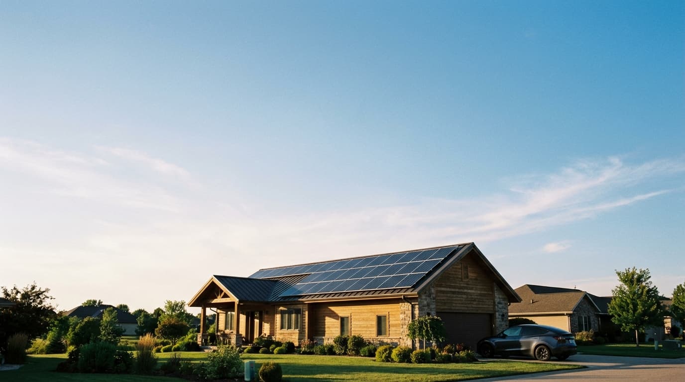 Battery Storage by State Contemporary home with rooftop solar system