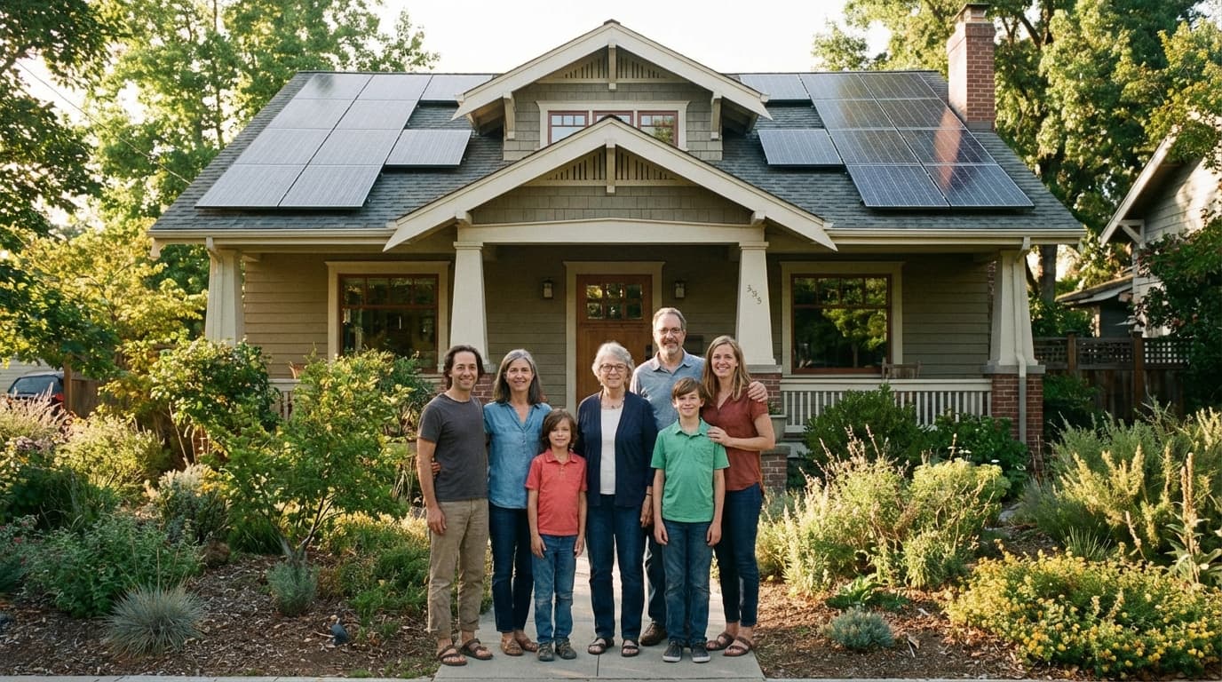 Family with solar-powered home Homeowners who switched to solar energy - How Much Do Solar Companies Pay to Lease Land? (2026 Rates)