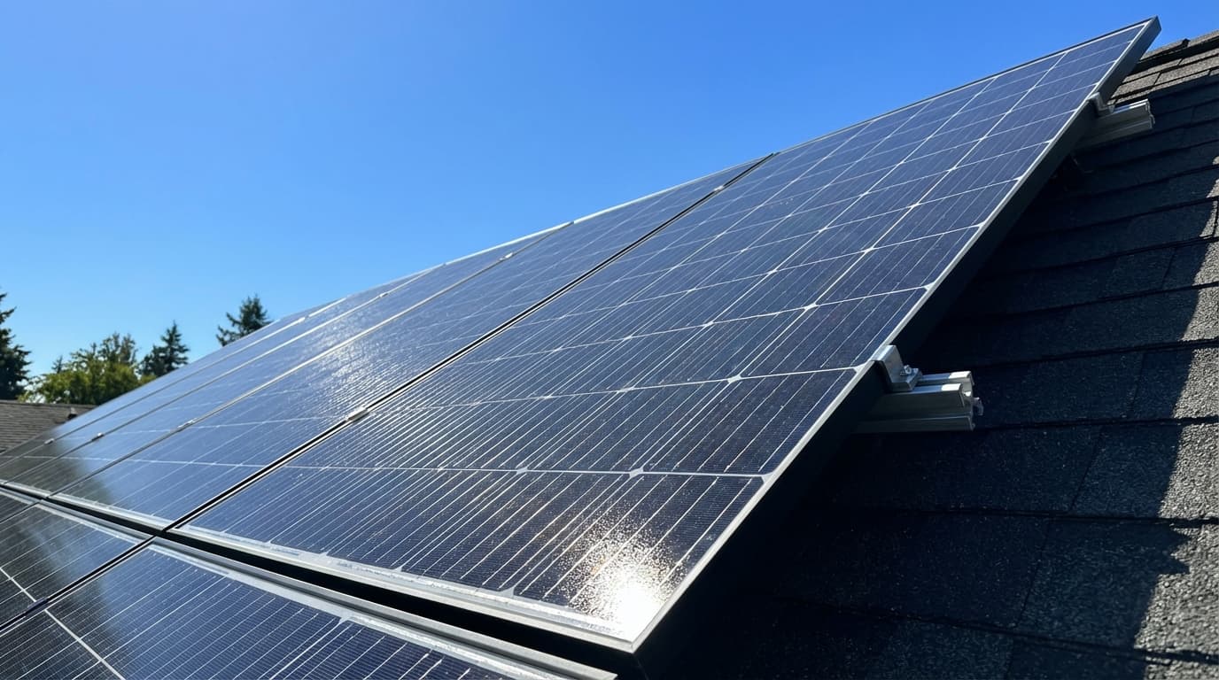 Solar panels under blue sky in Spokane Valley, Washington Solar panels generating clean energy under blue sky in Spokane Valley, Washington - Solar Panel Cost