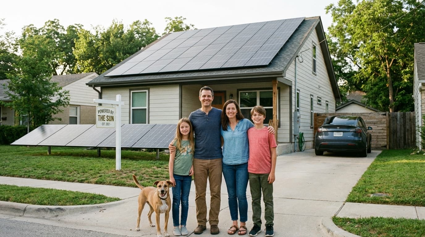 Proud family of solar homeowners